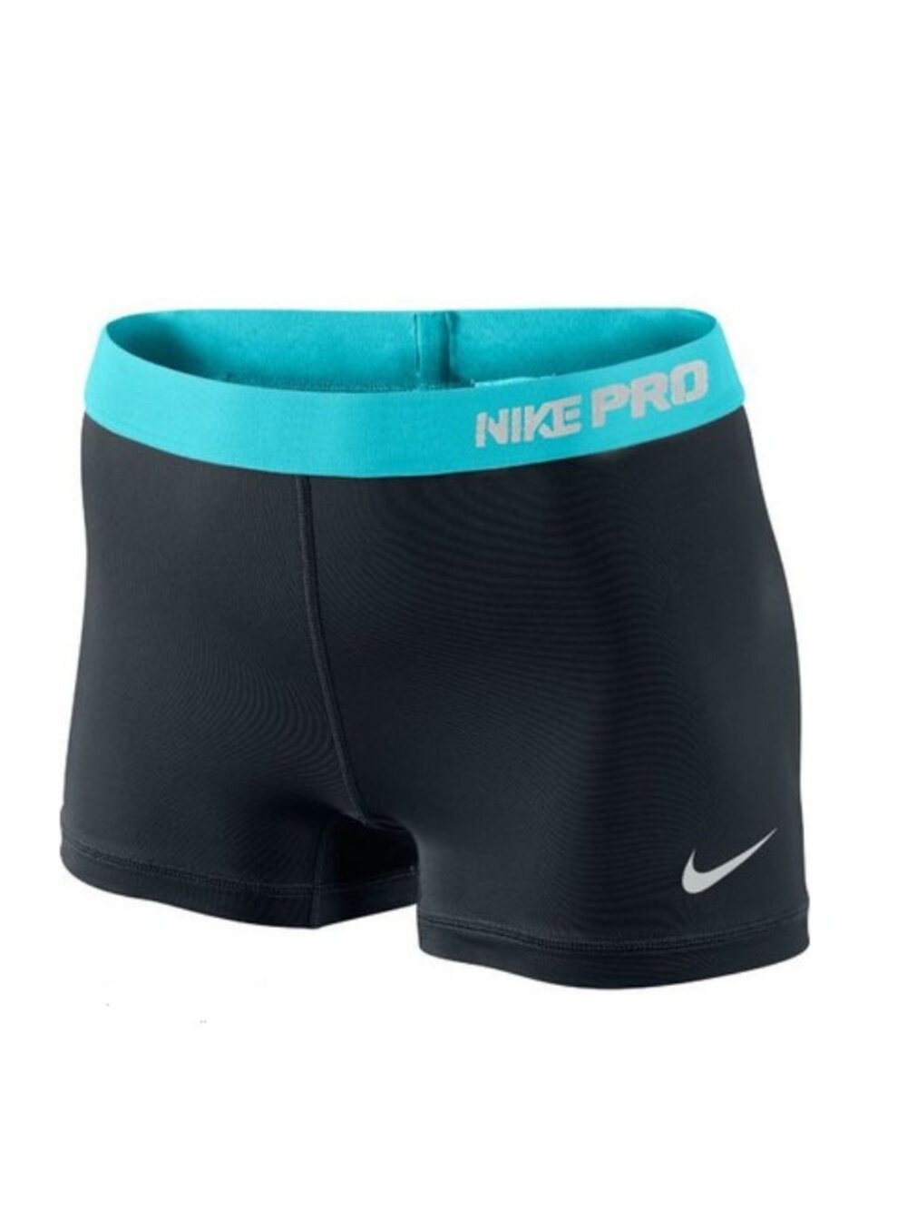 NIKE PRO black Turquoise 2.5" rise Compression DRI-FIT Shorts *X-SMALL* B226